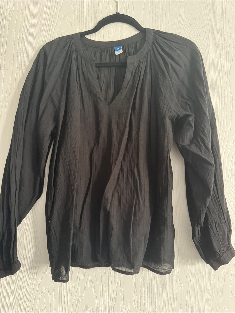 Old Navy Black Sheer Long-Sleeve Peasant Blouse